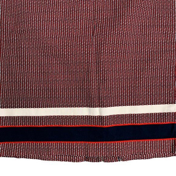 Tommy Hilfiger Mini Pencil Skirt 6 Red Chevron Stripe Stretch Zip Kick Pleat - Picture 4 of 5